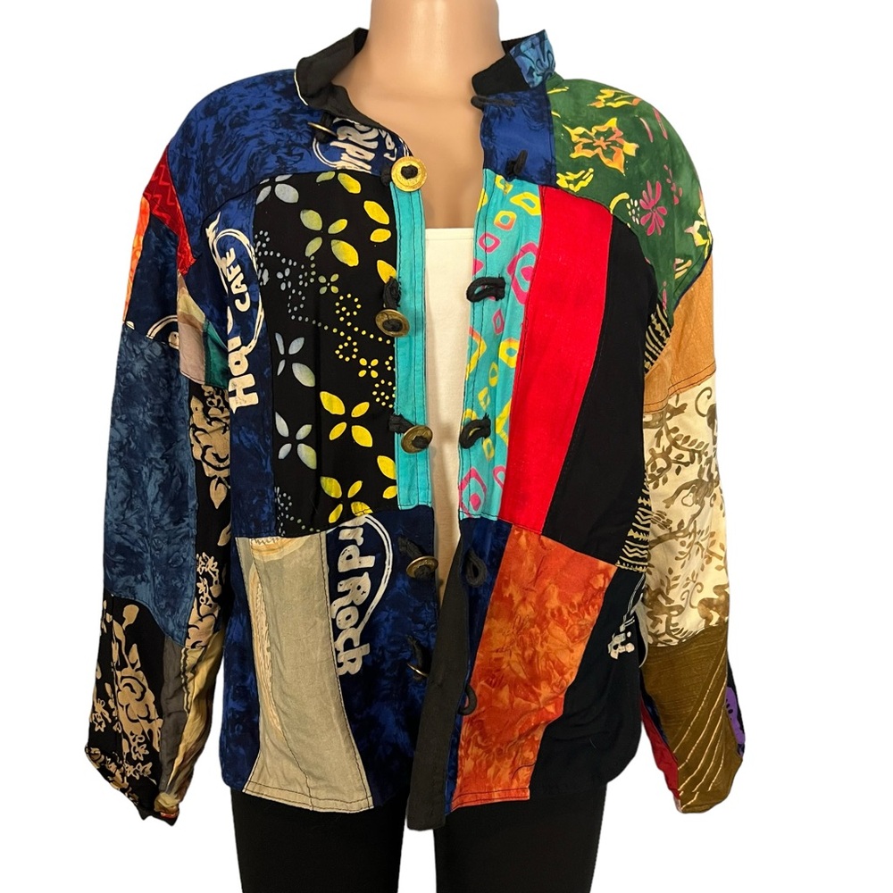 Patchwork Multi-Color Women's Jacket - Boho Statement Coat